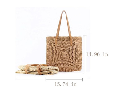 Sac panier en paille noir impression personnalisée style français plage écologique ruban