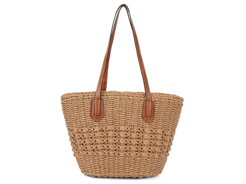 Sac en paille dramatique découpe bohème designer enfants boho grand sac à main 2 pièces