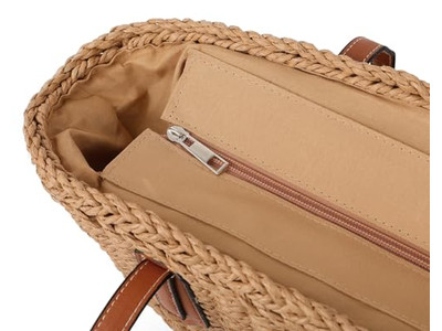 Sac en paille dramatique découpe bohème designer enfants boho grand sac à main 2 pièces