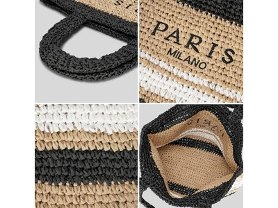 Sac en paille demi-cercle broderie sur mesure sacs français bohème enfants rayures