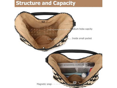 Sac en Paille Mexicain Sacs de Paille pour Filles Fraise Tissé Heure Joyeuse