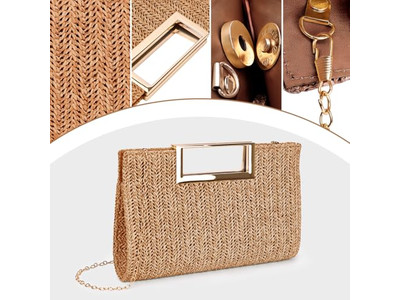 Pochette en paille de papier sacs philippins panier rose plage rectangulaire simple