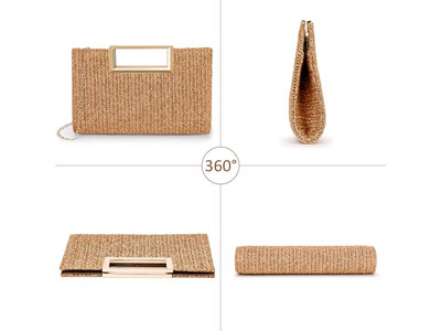 Pochette en paille de papier sacs philippins panier rose plage rectangulaire simple