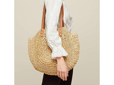 Sac en Paille Raffia Rotin Rond Fourre-tout Carré Stock Sacs Indien Espagne