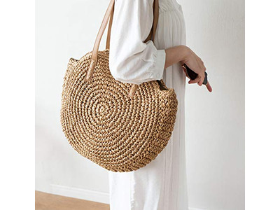 Sac en Paille Raffia Rotin Rond Fourre-tout Carré Stock Sacs Indien Espagne
