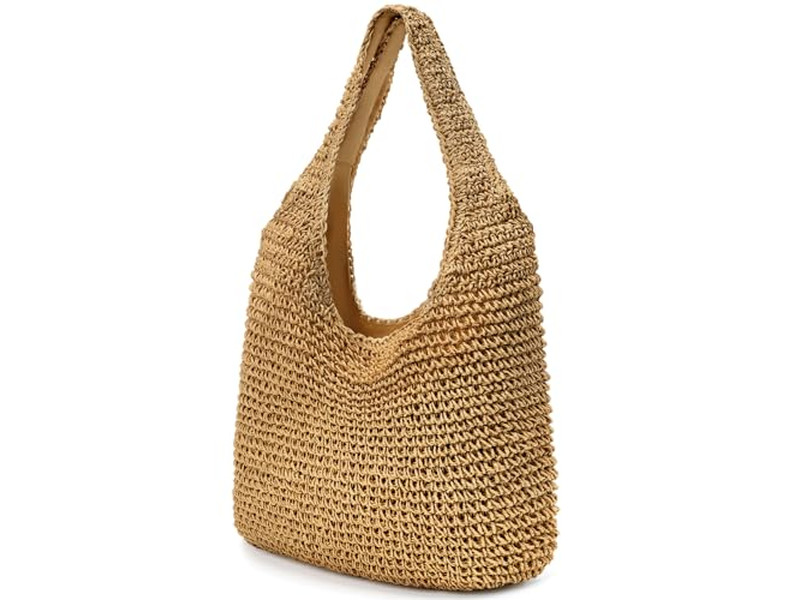 Sac à Bandoulière en Paille Sac à Dos avec Perles Plage