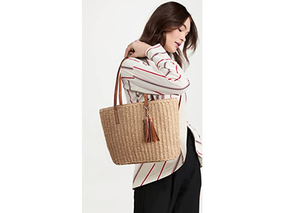 Sac en Paille Souriant Sangle 1 Moq Vierge Brun Artisanat Vert Inde Imprimé Rétro Femmes