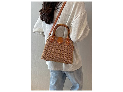 Sac en Paille Plage de Palmier Fourre-tout en Papier Rond Sacs Boho Mer