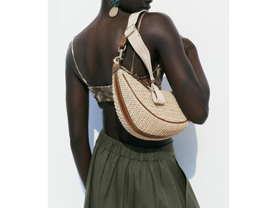 Sac en Paille avec Sangle de Perles et Coquillages pour la Plage