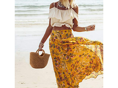 Sac en Paille avec Sacs en Peau Vacances Plage Pochettes