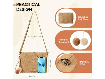Sac en Paille Tissé Vente Sac Boîte Plage Pochette Transport Embrayage Filet Fruit Sling Suspendu