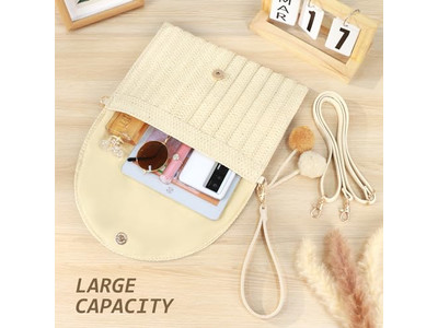 Sac tricoté en paille sac pour téléphone sacs d'été tissage rayé sacs tissés tendance