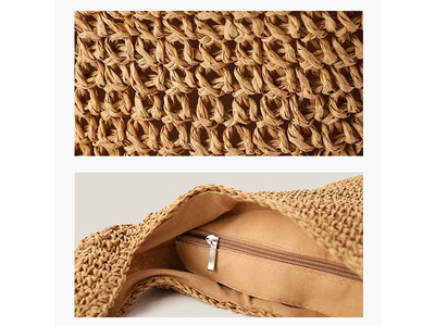 Sac en Paille et Daim Fourre-tout Poignet Blé Blanc Sacs Fins Herbe Jumbo Lin Multi Mini