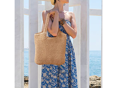 Grand Sac en Paille d'Été à Acheter avec Nœud et Filet Sec Rouge Mer Ensemble de Lèvres pour Enfants Boîte Sac à Main Tapis